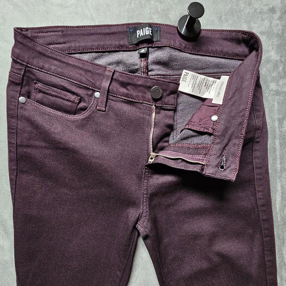 Paige Verdugo Ankle Skinny Jeans Deep‎ Vineyard Purple Burgundy Size 29 W4306